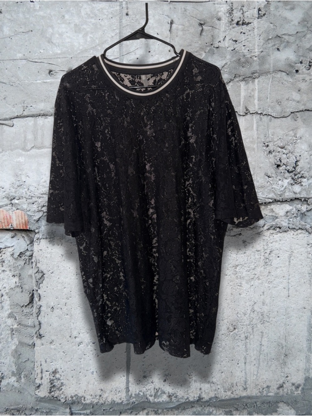 ASOS Black Lace Short-Sleeve Tee with Contrast Trim